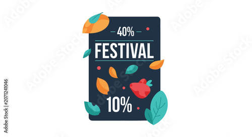 Festival Discount Sign with Leaves.