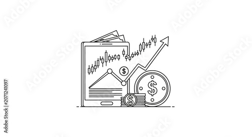 Financial growth with money and charts.