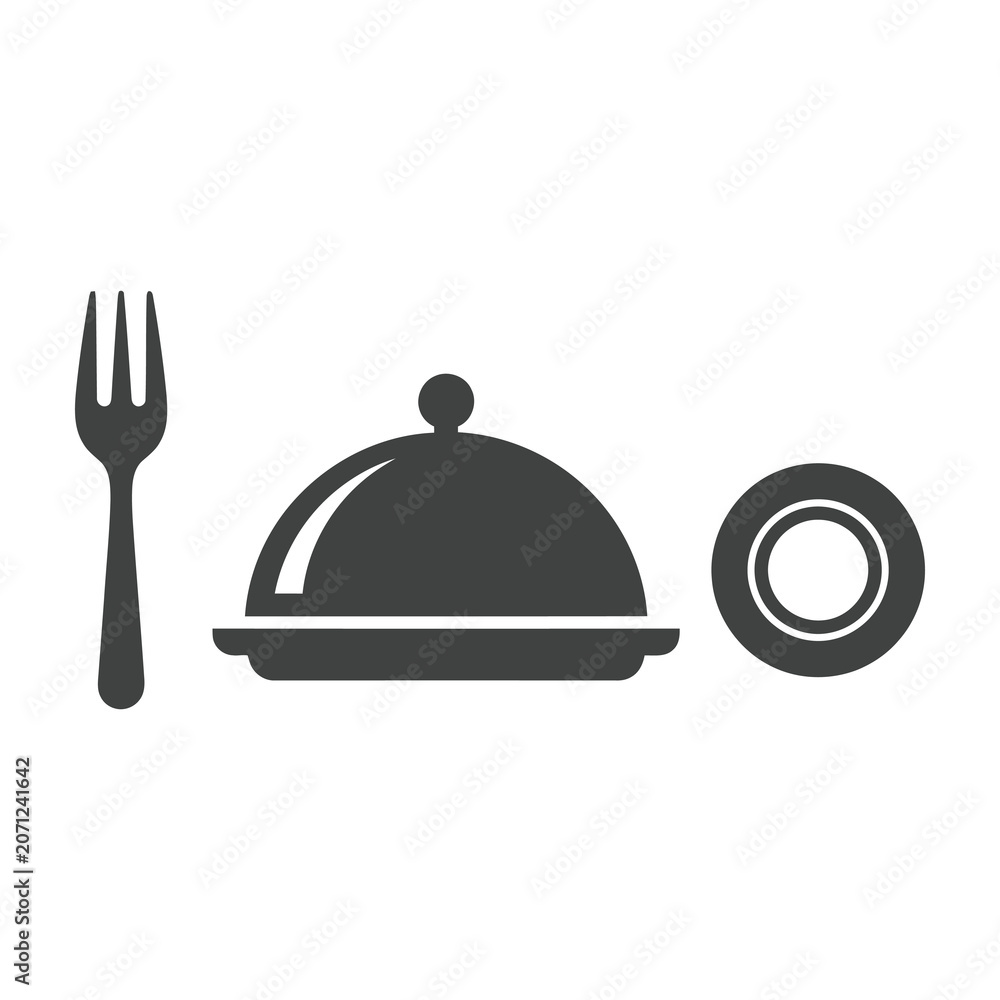 Fototapeta premium Food serving utensils and plate with covered dish on table setting