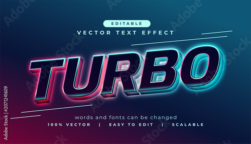 futuristic 3d editable text effect turbo font mockup design