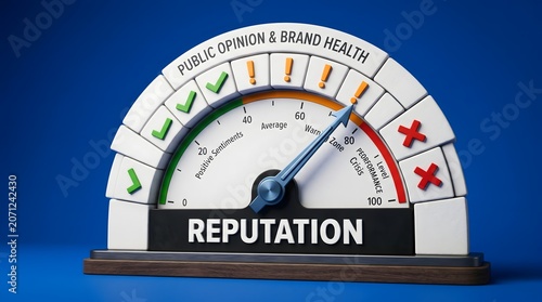 Brand health and public opinion gauge in warning zone concept