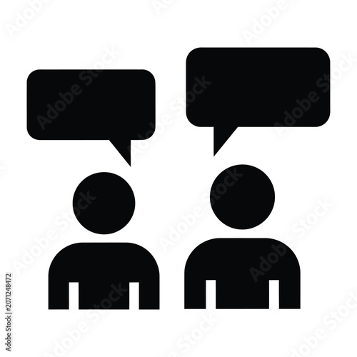 Two people talking in conversation with speech bubbles