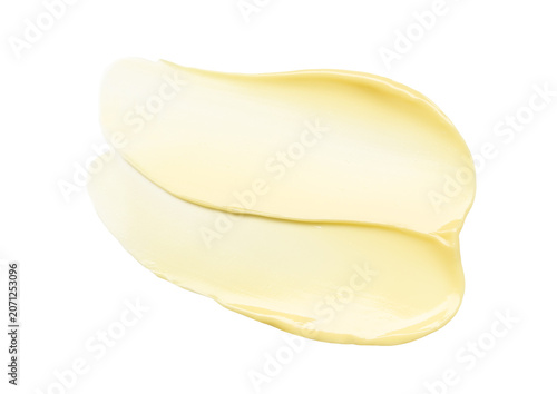 Cream texture, light yellow smear on transparent background