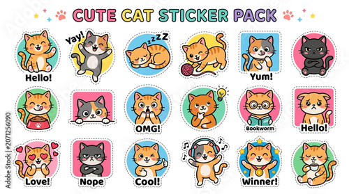 Cute Cat Sticker Pack.
