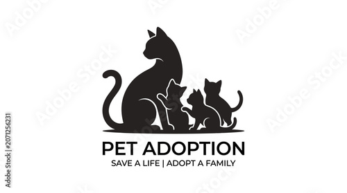 Pet Adoption Cat Family Logo.