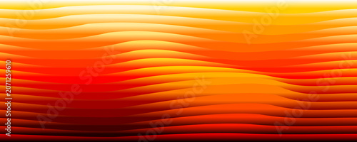 Abstract Orange Background with Flowing Golden Waves and Bright Light Design Illustration