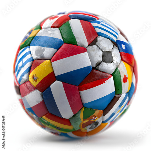Multicolored Soccer Ball With Flags.