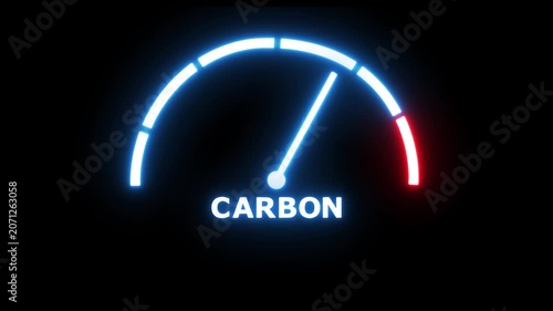 Gradient scale. Global warming concept. Carbon dioxide level measuring device icon. Sign tachometer, speedometer, indicators. Infographic gauge element.4k Animation video.