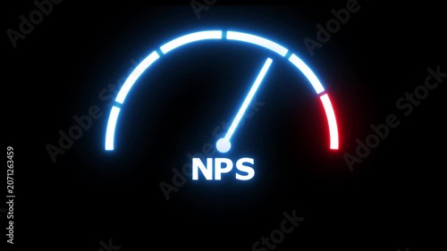 Net Promoter Score. NPS measurement tool. Animation with customer loyalty and satisfaction range.4k Animation video.
