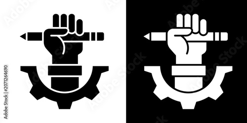 Strong Leadership Icon Set White Glyph Style Collection