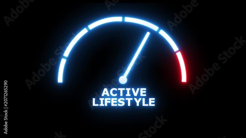 Active lifestyle meter icon animation.4k motion video