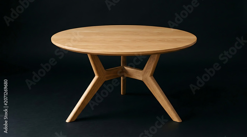 Mid-century modern coffee table, wooden round table, minimalist furniture, home decor