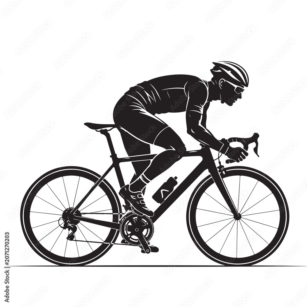 Naklejka premium Professional Road Cyclist Racing on Bicycle Competitive Cycling Illustration