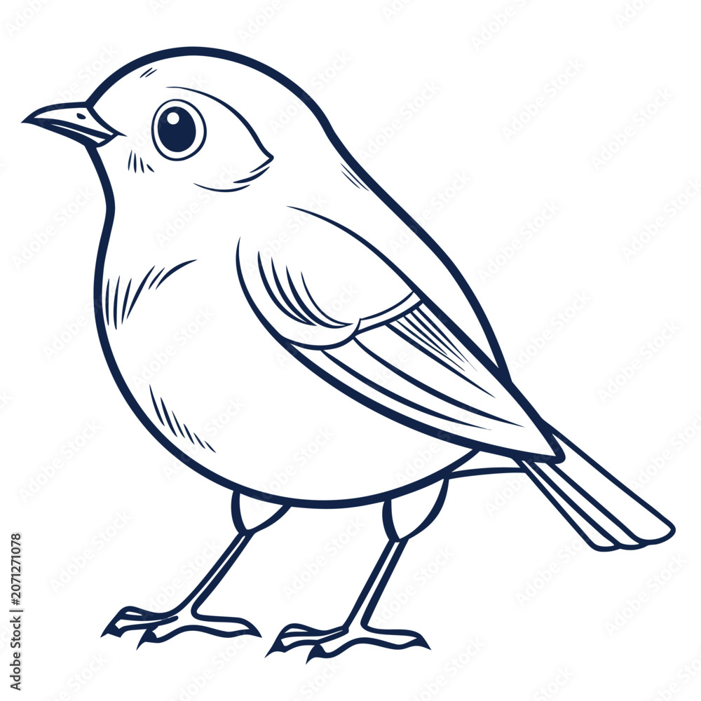 Fototapeta premium Cute little bird line art illustration
