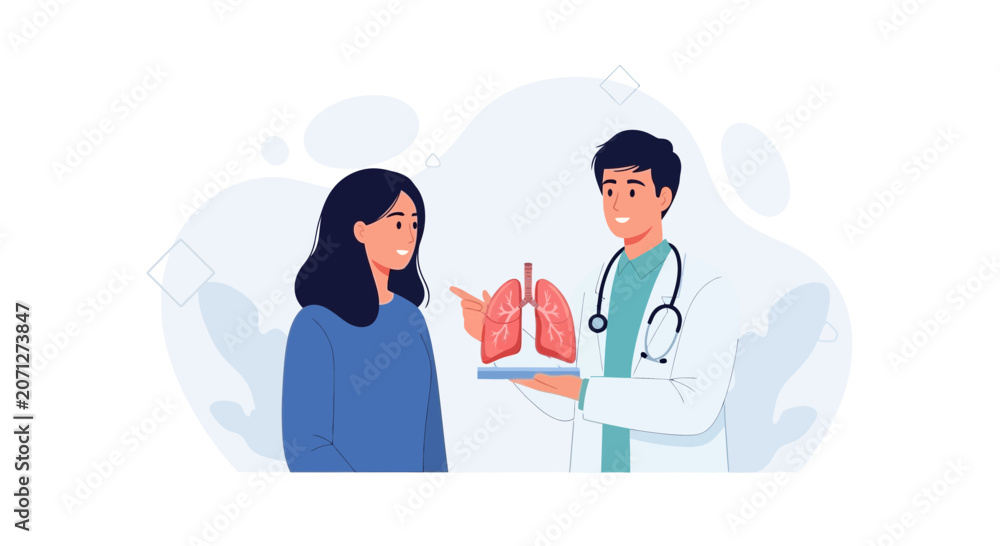 Fototapeta premium Doctor explaining lung anatomy to patient