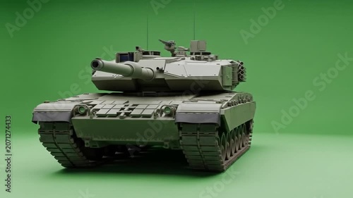 Military Tank on Green Background