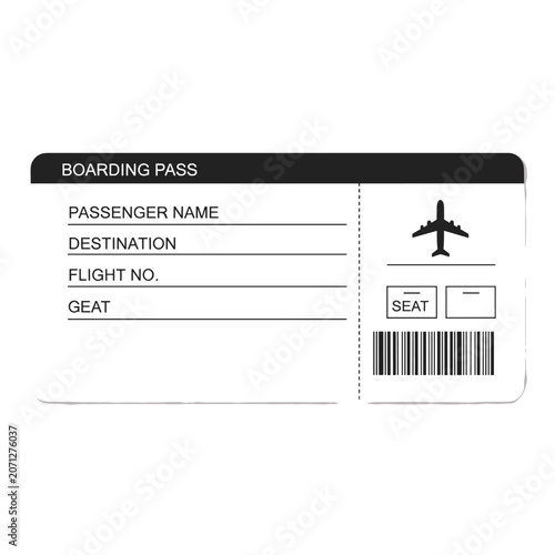 Airline Boarding Pass Template Vector Airplane Ticket Illustration