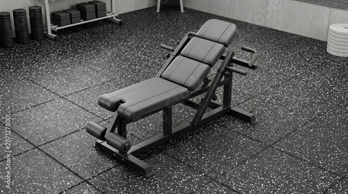 Professional Adjustable Weight Bench for Strength Training in a Modern Home Gym Facility with Rubber Flooring