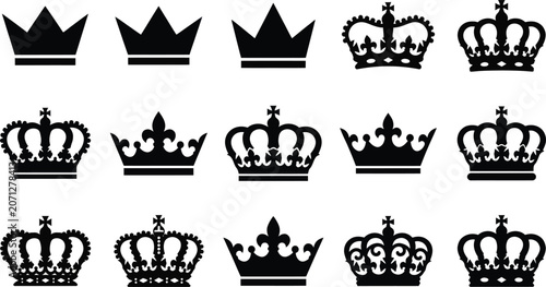 Photos Royal Crowns In Silhouette Against White Background For Regal Design