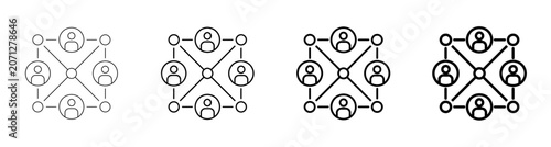 Photos Networking Connection Corporate Communication Hub Line Art Icon Vector Illustrat