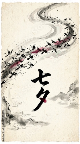 chinese calligraphy on the beach