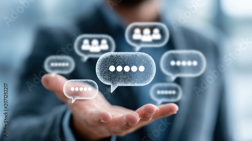 An executive is clearly communicating a change vision to their team using a compelling message in a professional business setting.