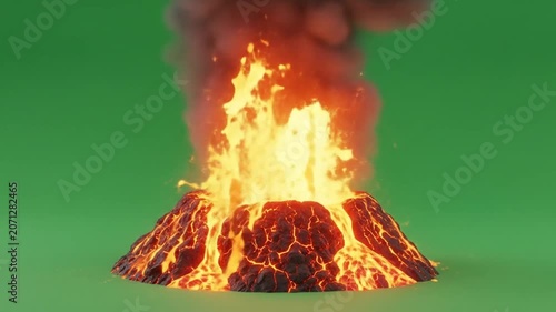 Exploding Volcano Erupting Lava and Ash