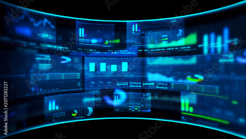 Global financial data visualization, stock market analytics, world map with rising growth chart, big data technology, digital economy, fintech trading interface, futuristic business background
