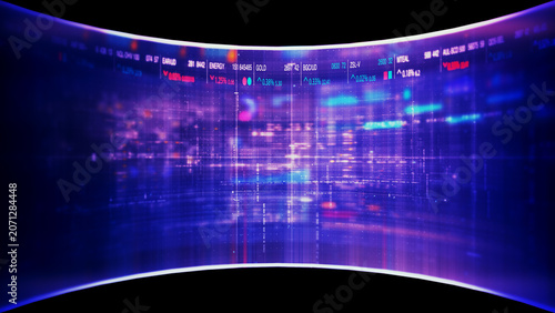 Global financial data visualization, stock market analytics, world map with rising growth chart, big data technology, digital economy, fintech trading interface, futuristic business background
