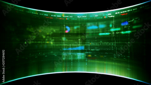 Global financial data visualization, stock market analytics, world map with rising growth chart, big data technology, digital economy, fintech trading interface, futuristic business background