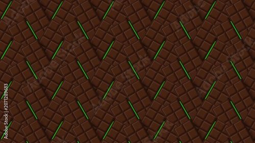 Seamless Brown Chocolate Bars Scrolling Pattern on Green Screen