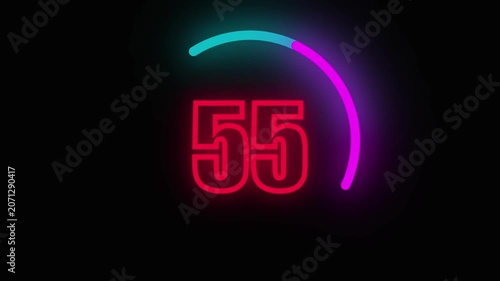 60 Second Neon Countdown Timer with Circular Progress Bar