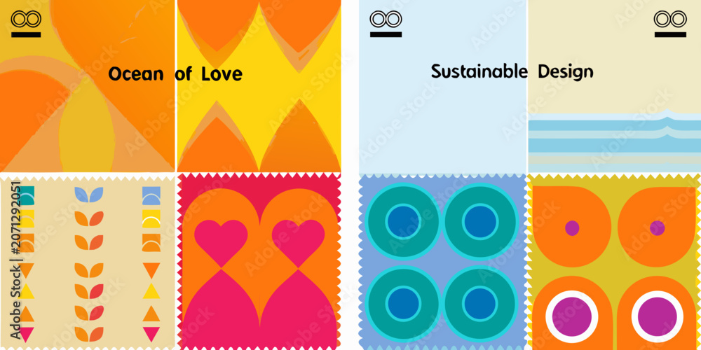 Εκτύπωση καμβά Heart shaped Pattern With Yellow Orange And Blue Colors