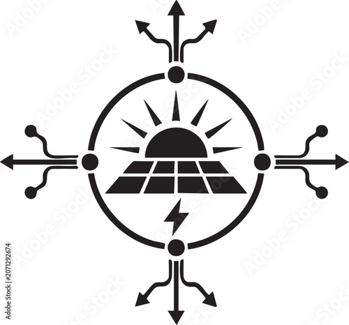 Solar Energy Network Technology Icon