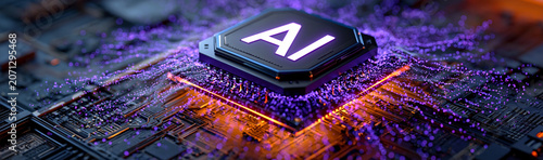 AI Chip Glowing with Power:...