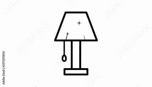 Cuadro en lienzo Simple Line Drawing of Table Lamp.