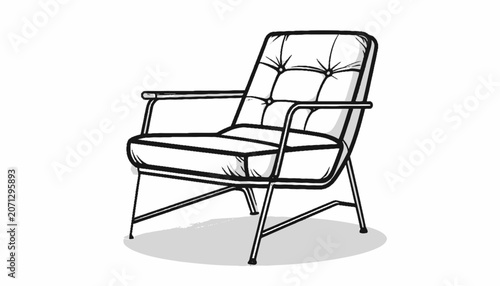 Tableau sur toile Modern Metal Armchair with Cushion.