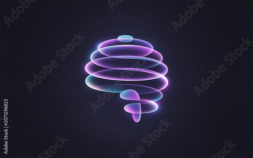 Abstract spiral vortex resembling a brain rendered in a vibrant purple and blue gradient swirl curve loop