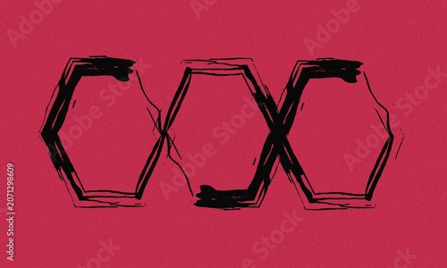 Foto Abstract graphic design featuring interconnected hexagonal shapes sketched in bl