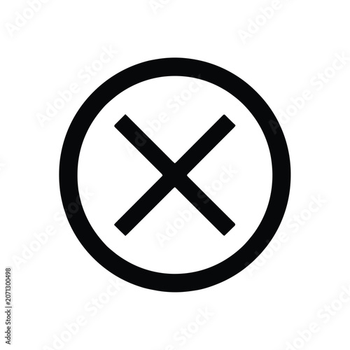Obraz na plátně Simple black and white prohibition sign with a cross inside a circle
