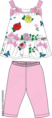 girls frocks with leggings  print illustrations design