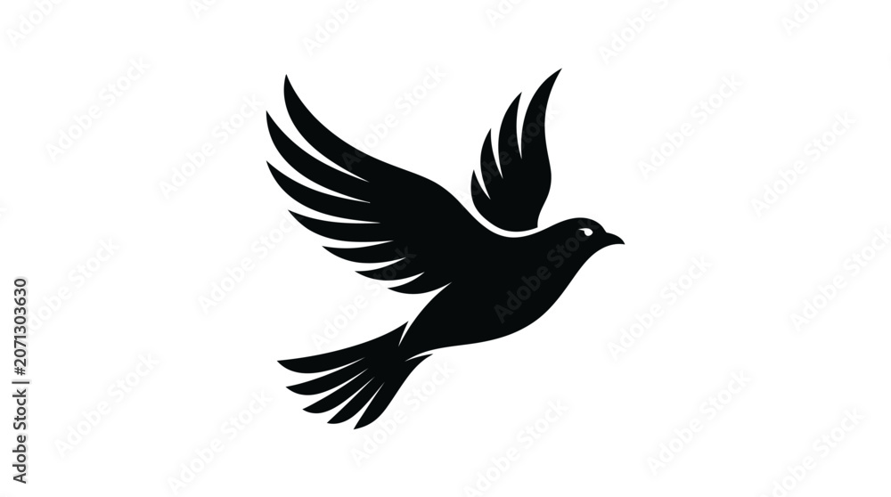 Fototapeta premium Bird in flight silhouette profile.