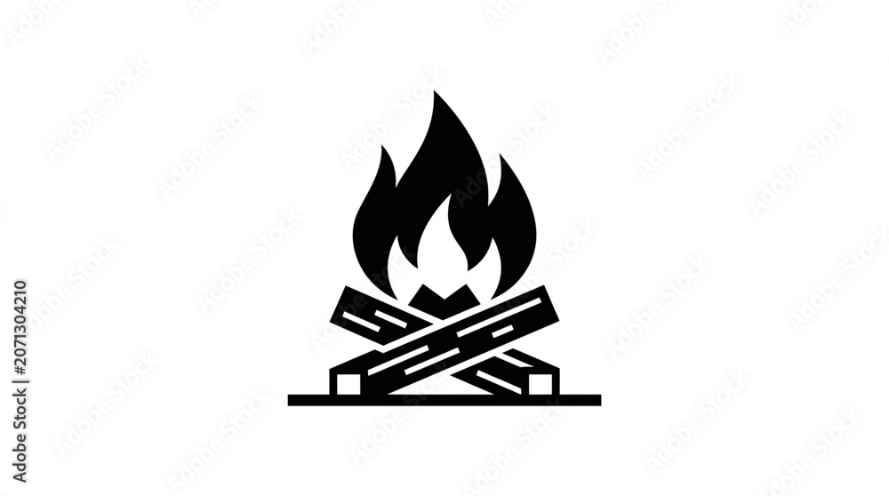 Fototapeta premium Campfire burning with crossed logs.