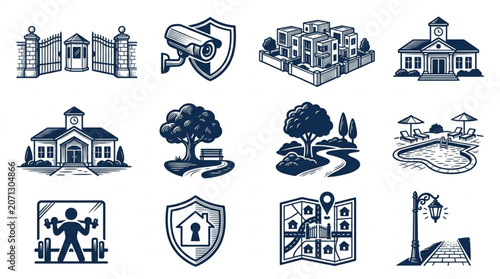 Collection of Security and Property Icons.