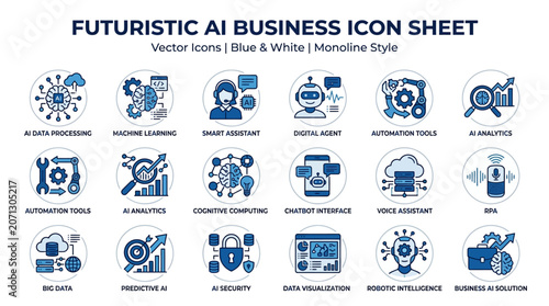 Business and Web Icon Set with Symbols, Arrows, Network and Media Elements