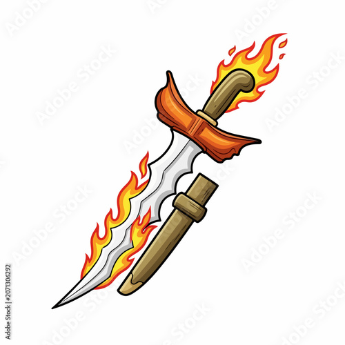 Foto Cartoon vector illustration of a flaming kris