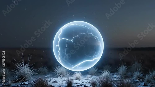 In the vast, desolate night sky, ball lightning drifted slowly low, its pale blue orbs glowing softly. Low-lying grass swayed in the wind, and the entire world was dark and still.