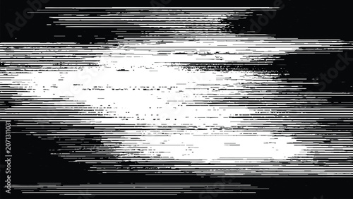 Canvastavla glitch abstract horizontal streaks in grayscale resembling digital noise and scr