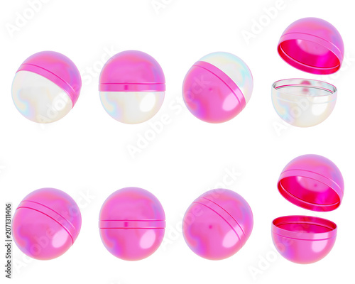 HotPink Holographic Y2K Gacha Capsules 3D Illustration Set for Trendy Game Reward