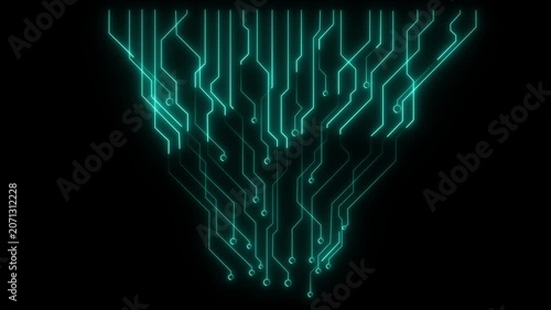 abstract technology background with neon blue lines seamless looping.